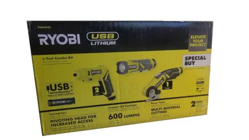 RYOBI USB Lithium 3-Tool Cordless Combo Kit with 2.0 Ah Battery and Charging Cable