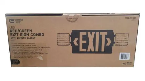 Commercial Electric 14w Combo LED Black Exit Sign and Emergency Light