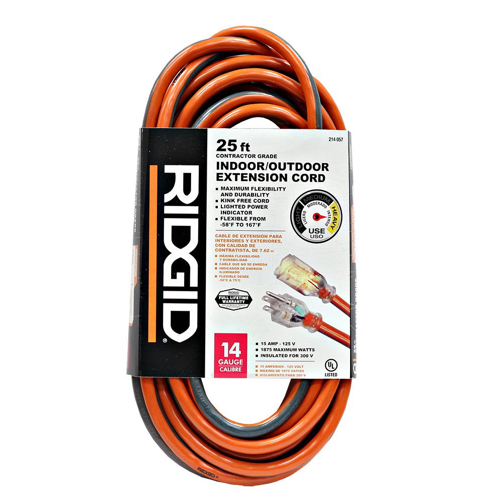 Ridgid 25 Ft 143 Outdoor Extension Cord 657 143025rl6a Garland Home