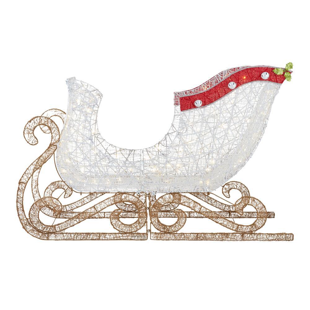 Home Accents Holiday 70 in Warm White 180-Light LED Sleigh with Red ...
